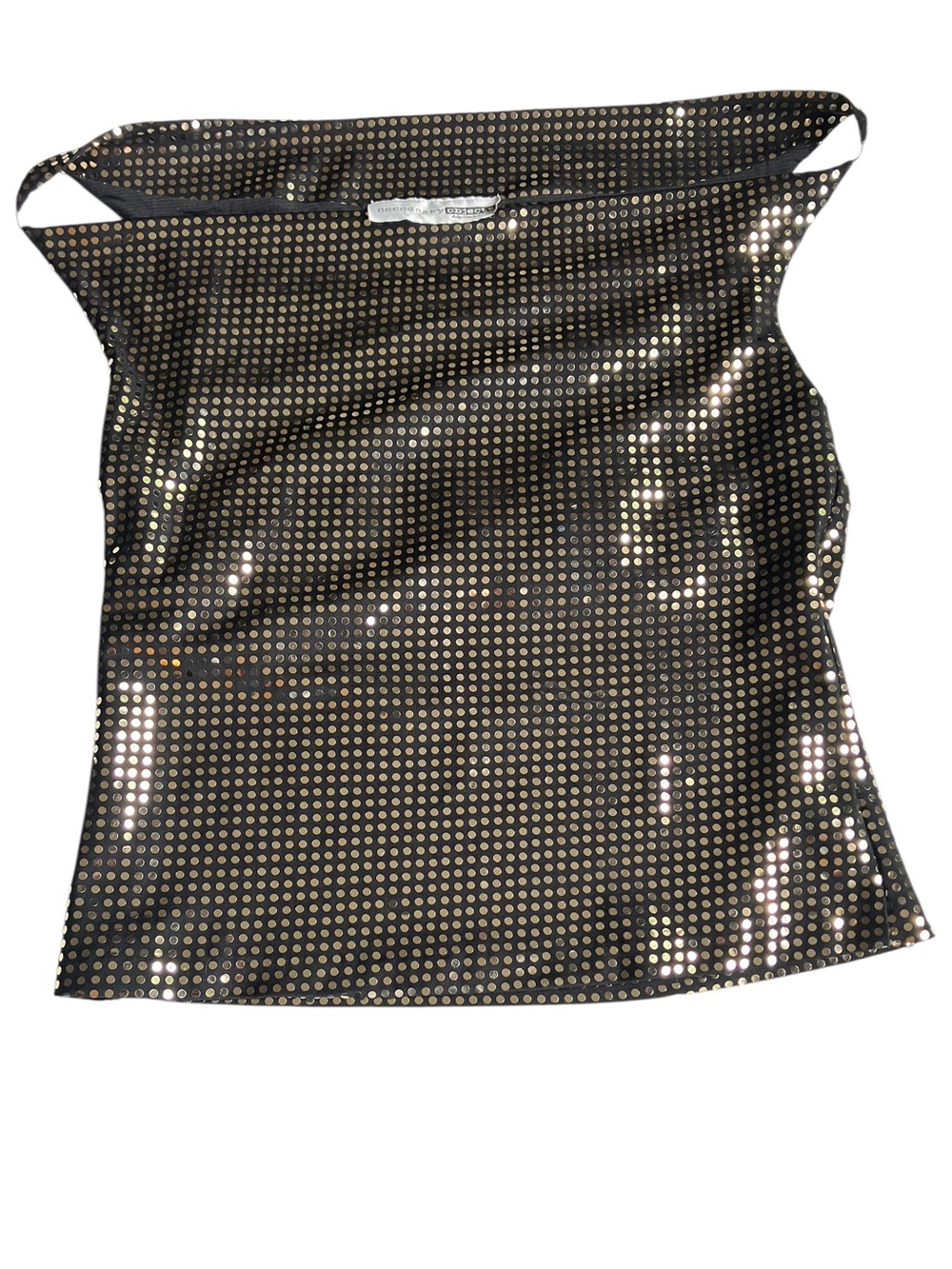 Vintage 90s Y2K necessary objects boatneck top metallic gold dots small